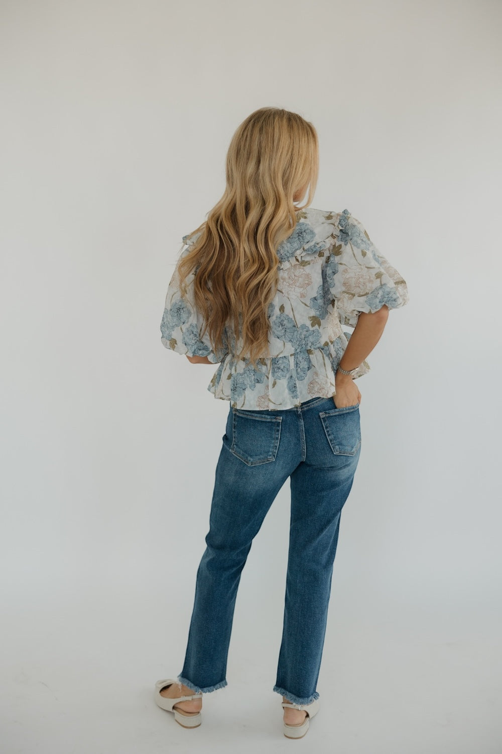 Paige Blue Peony Oversized Collar Blouse
