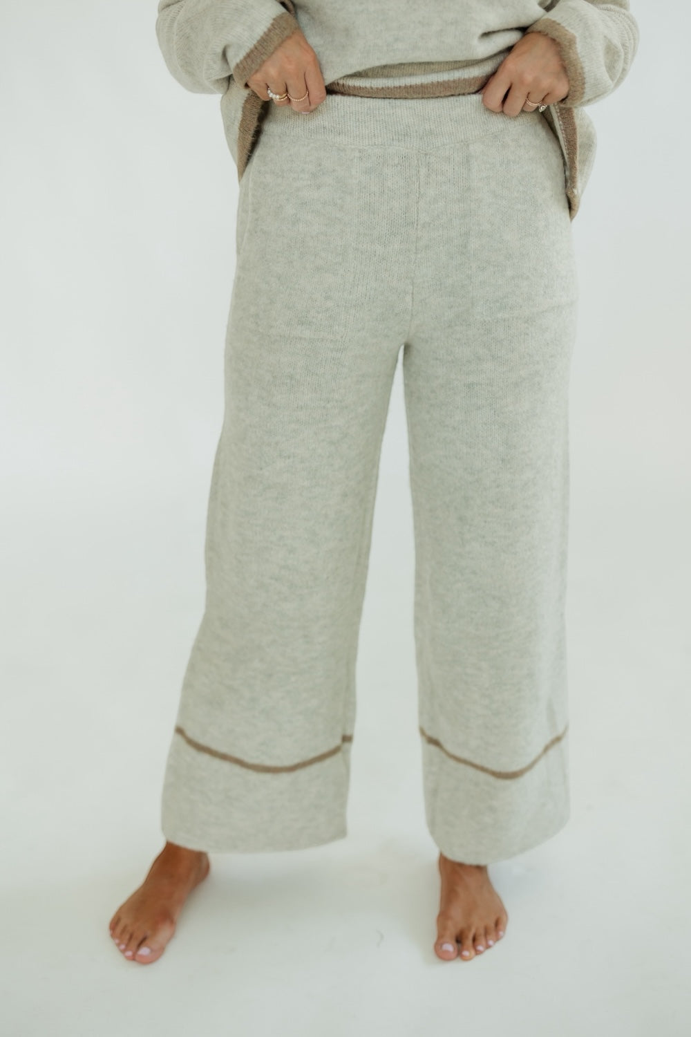 Grey/Brown Contrast Knitted Pants