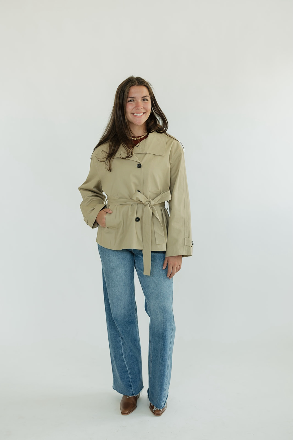 Vivienne Funnel Neck Khaki Jacket