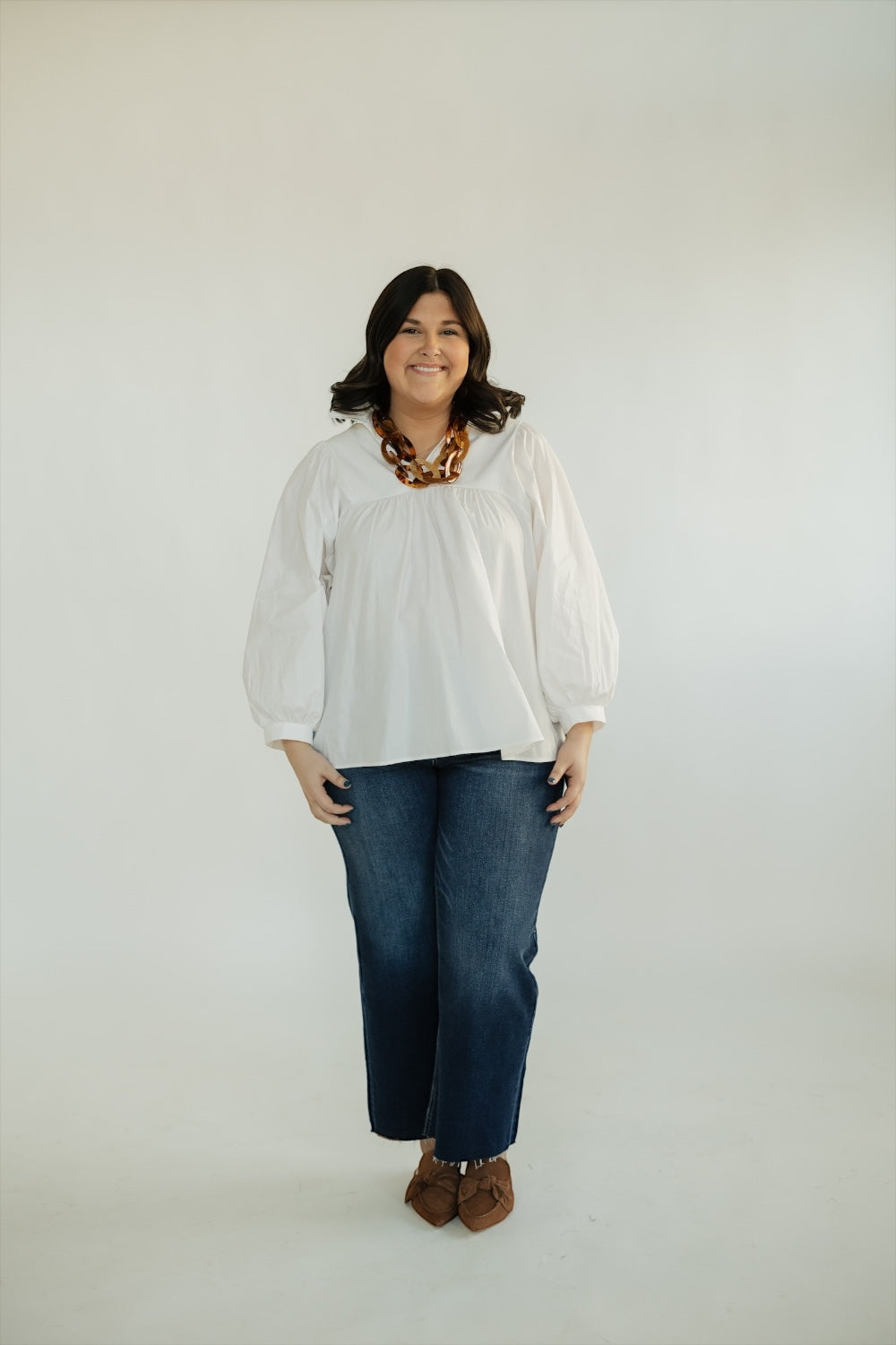 Morgan White Ruffle Collar Top (S-3XL)