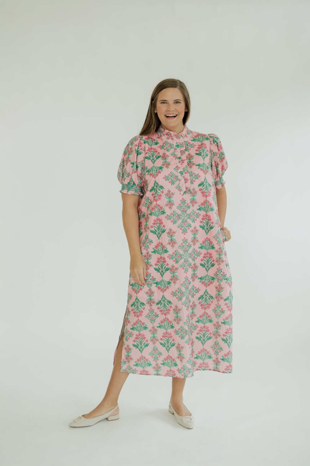 Maddie Midi Pink Floral Dress