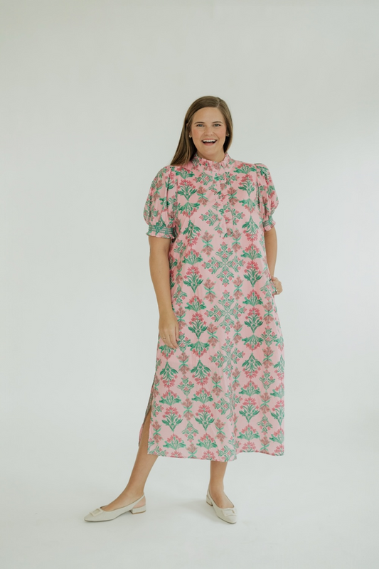 Maddie Midi Pink Floral Dress