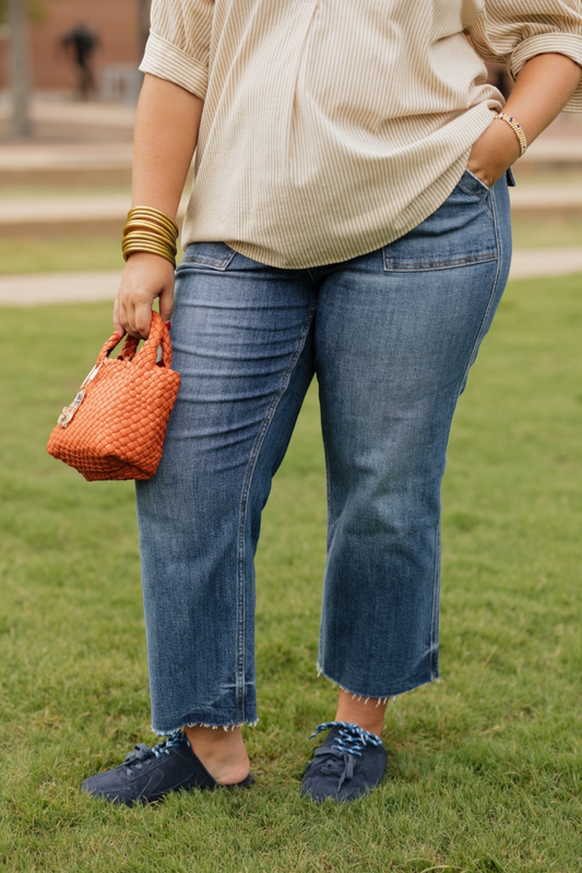 Superb High Rise Crop Utility Straight Jean (0-22)