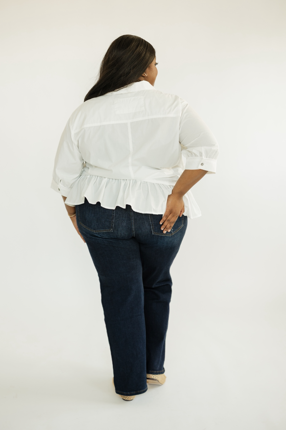 Lana Off White Ruffle Hem Top (S-2XL)