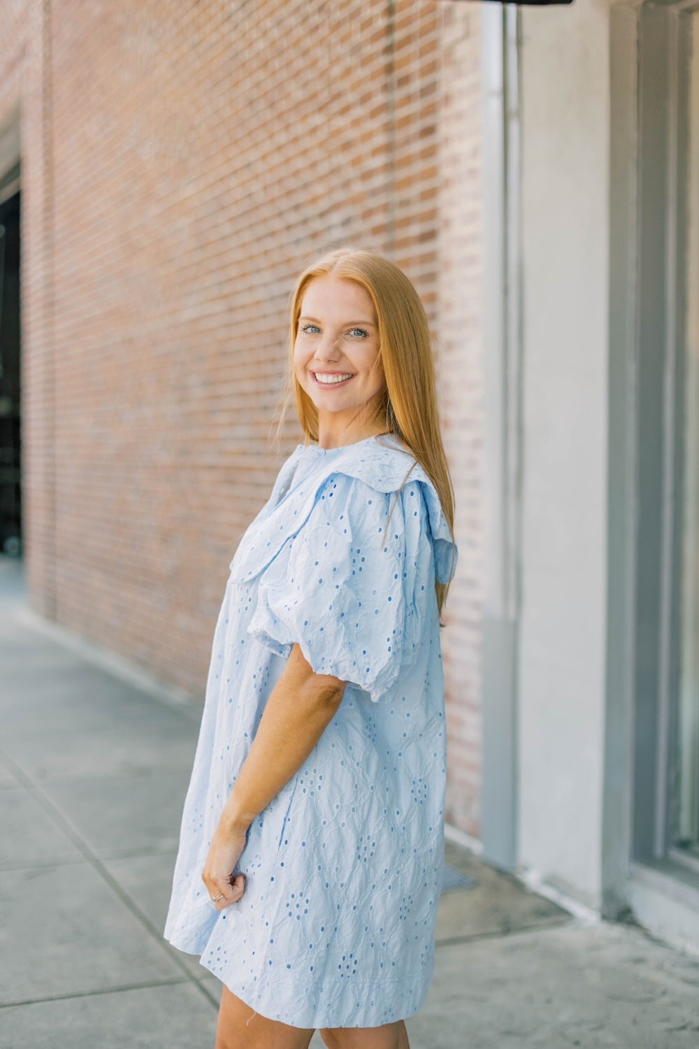 Brayden Eyelet Scallop Collar Dress