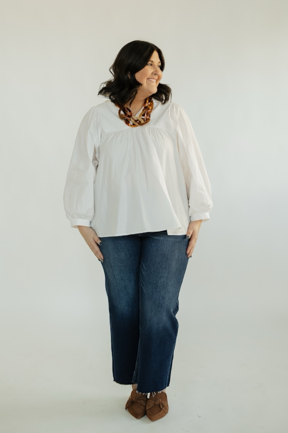 Morgan White Ruffle Collar Top (S-3XL)