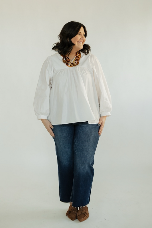 Morgan White Ruffle Collar Top (S-3XL)