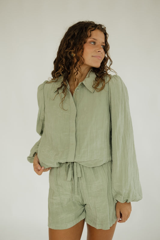 Brandi Sage Textured Bubble Top