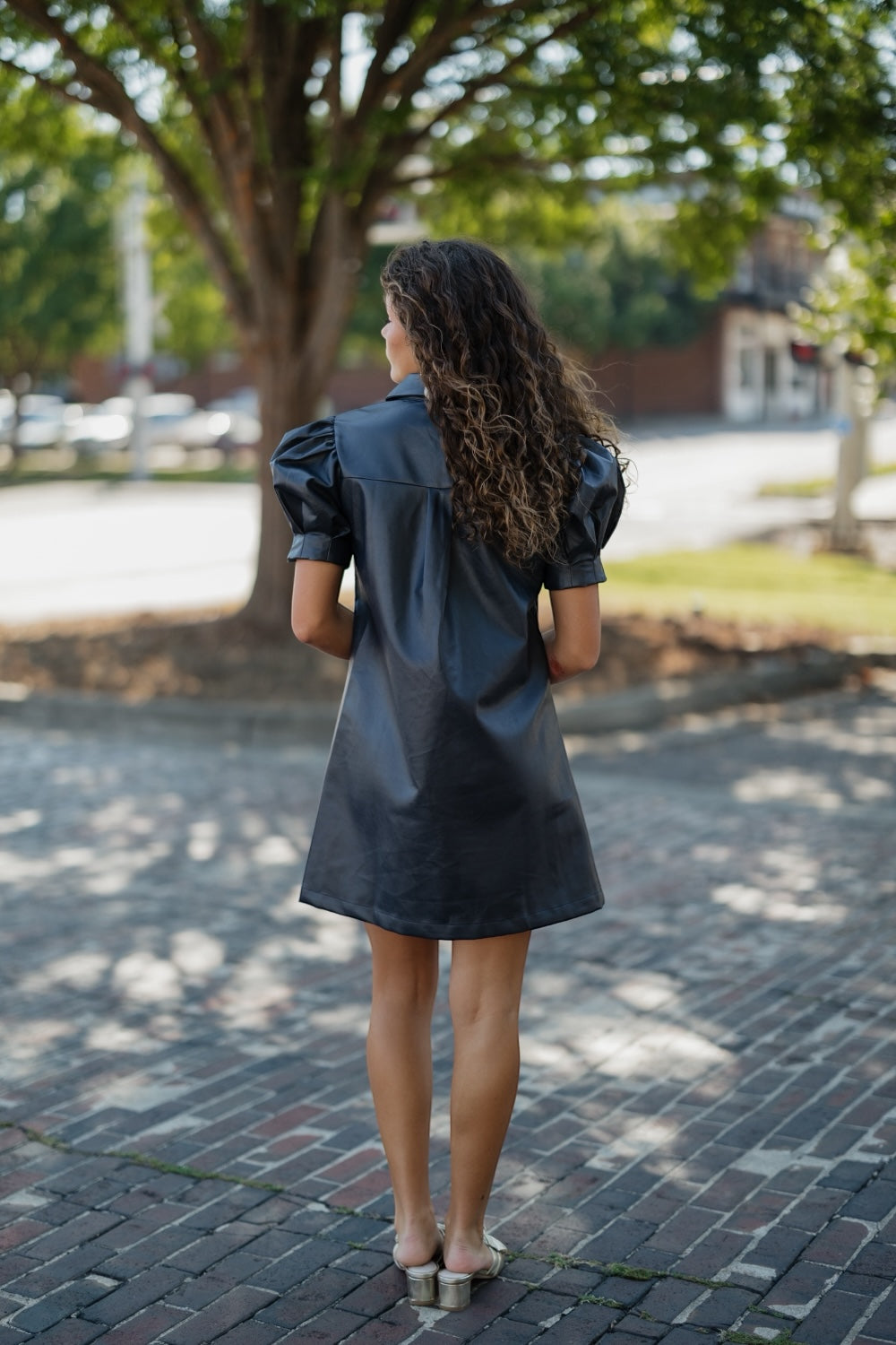 Lauren Navy Leather Mini Dress