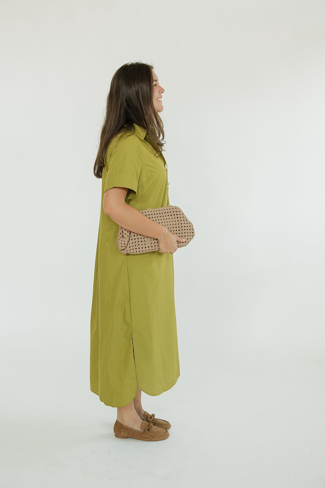 Darly Chartreuse Button Front Midi Dress (S-2XL)