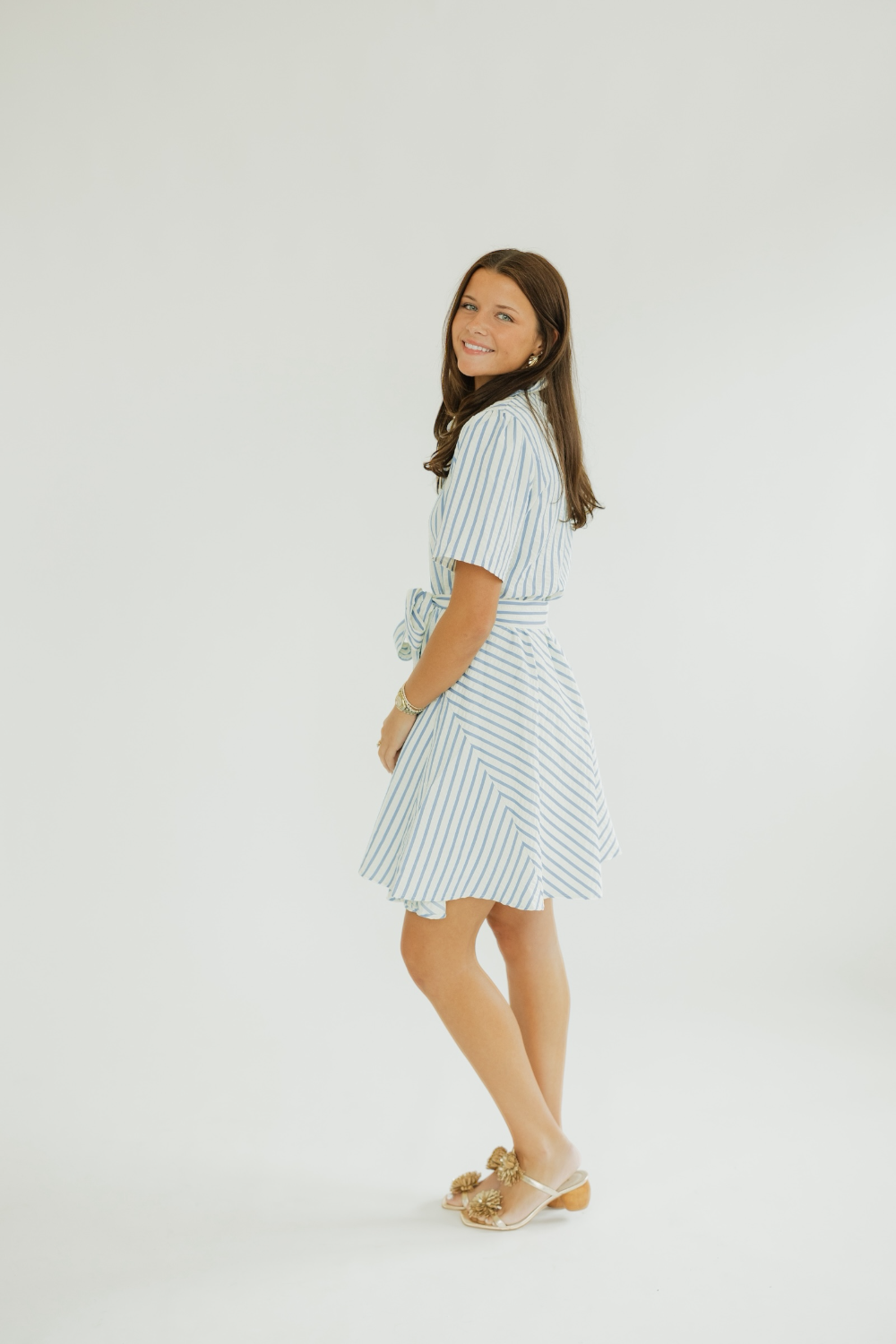 Barb Striped Button Down Mini Dress (S-2XL)