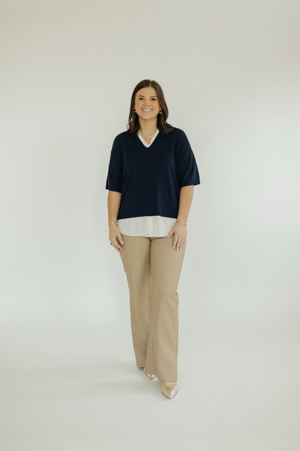 Navy Mixed Media Layered Knot Top