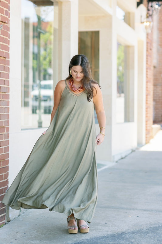 Tanya Taupe Textured Woven Maxi Dress
