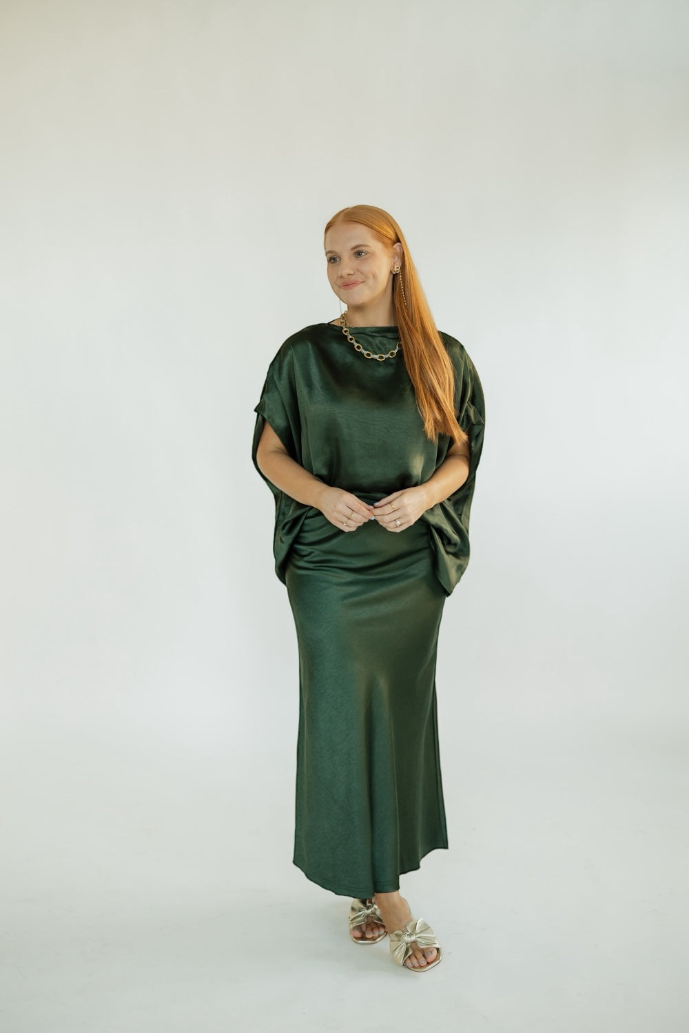 Deep Forest Long Satin Skirt