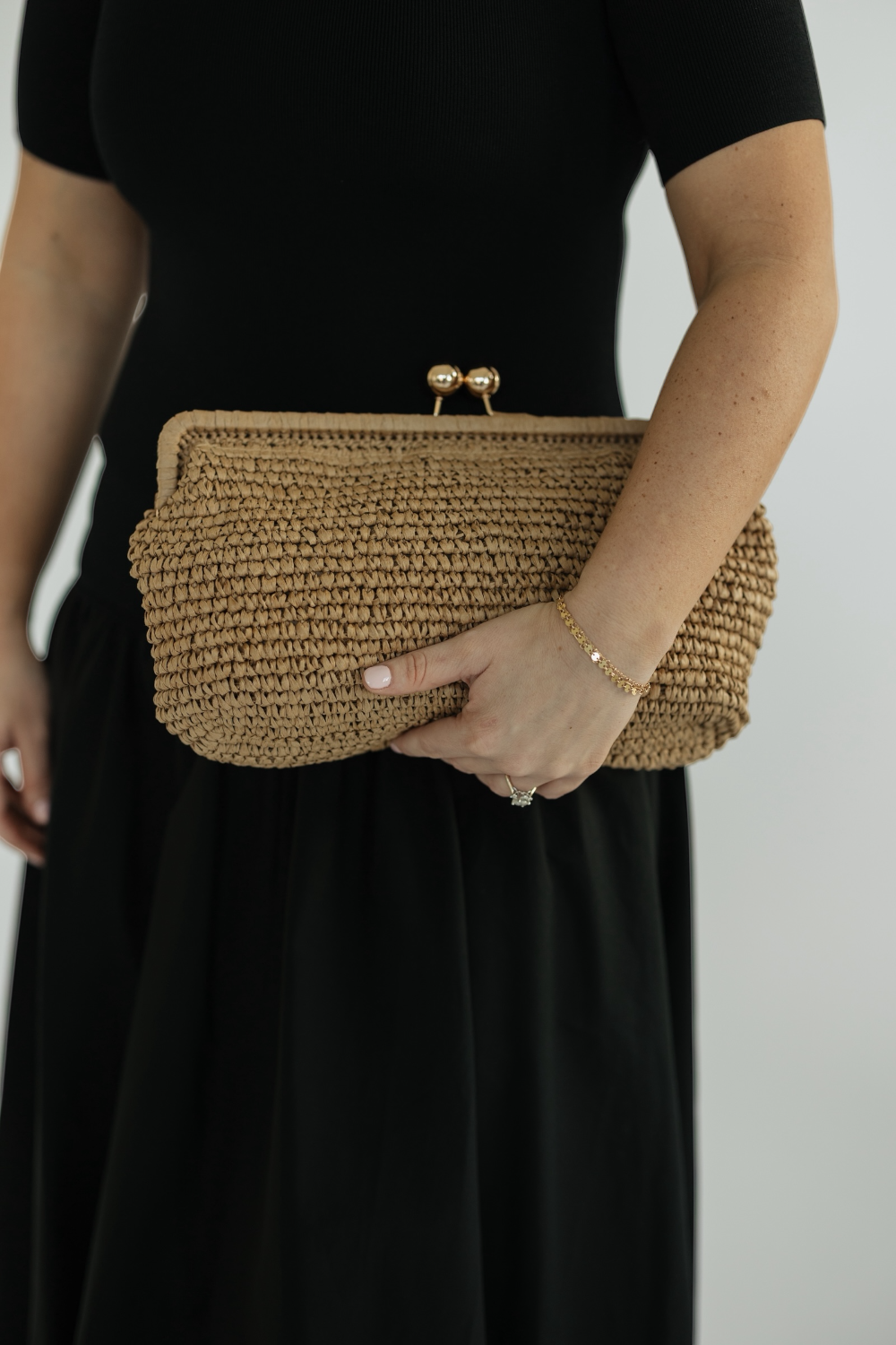 Khaki Raffia Clutch