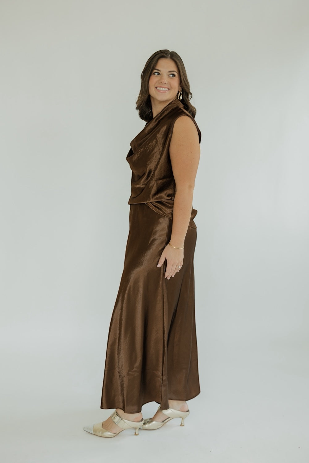 Barbara Bronze Satin Skirt