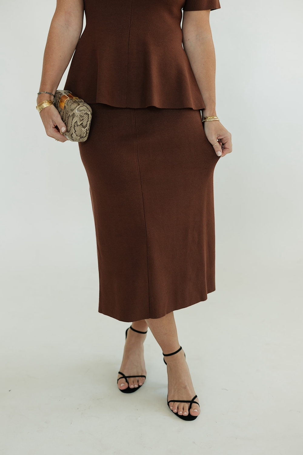 Reese Mocha Knit Midi Skirt