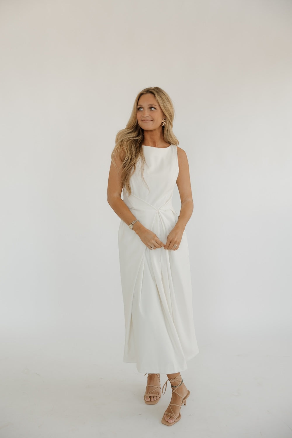 Addie Ivory Assymetrical Midi Dress
