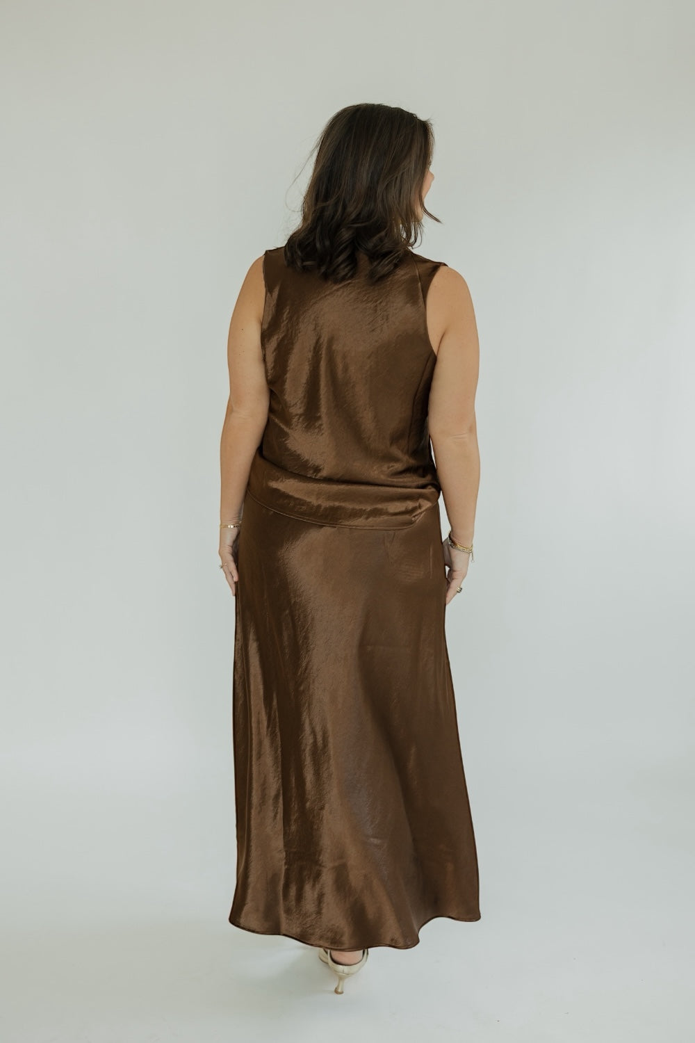 Barbara Bronze Satin Skirt