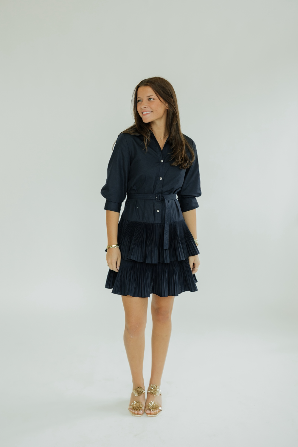 Gracie Navy Tiered Mini Dress