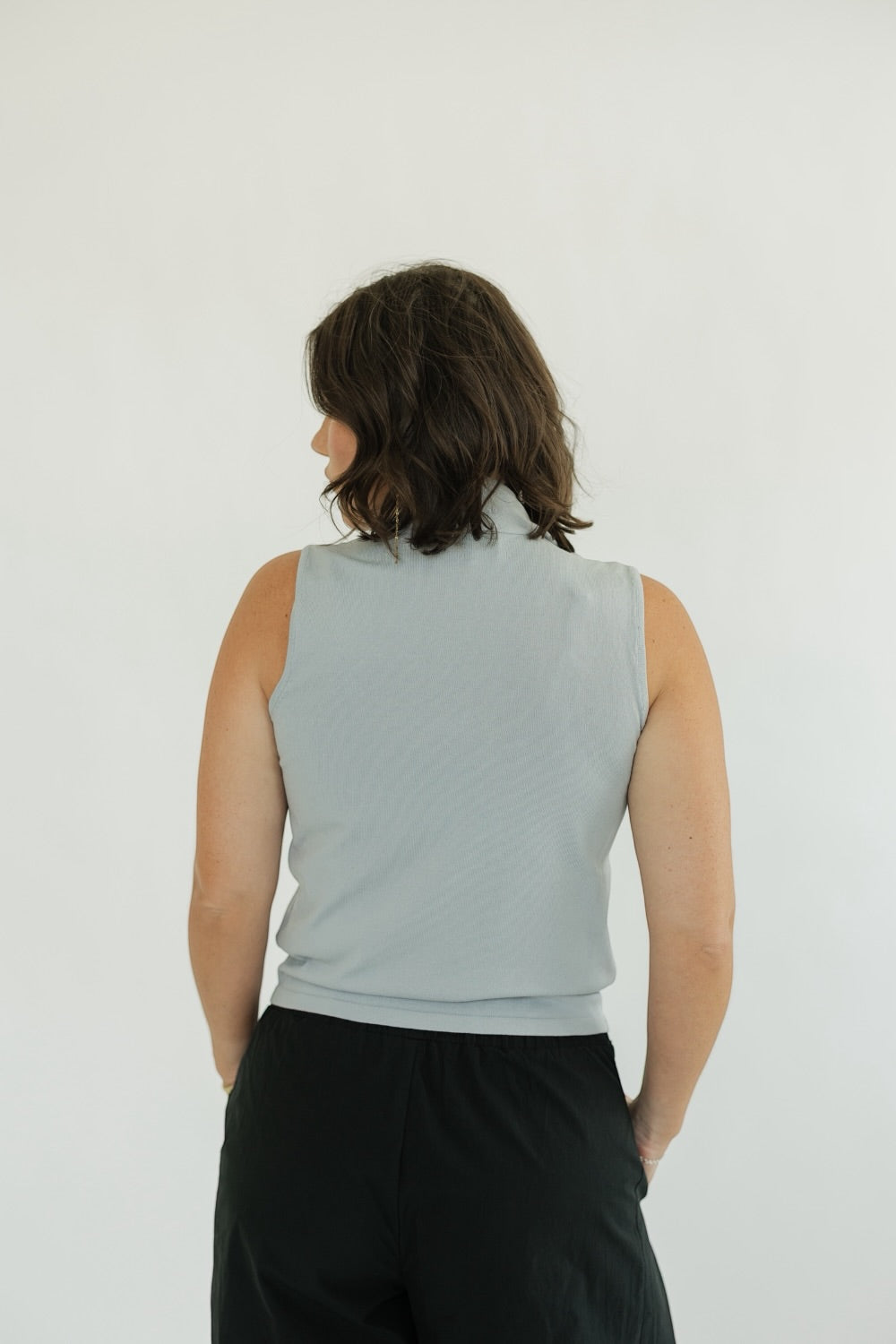 Sally Silver Blue Scarf Top