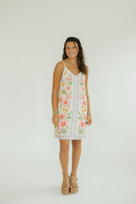 Bren Floral Border Print Mini Dress (XS-XL)