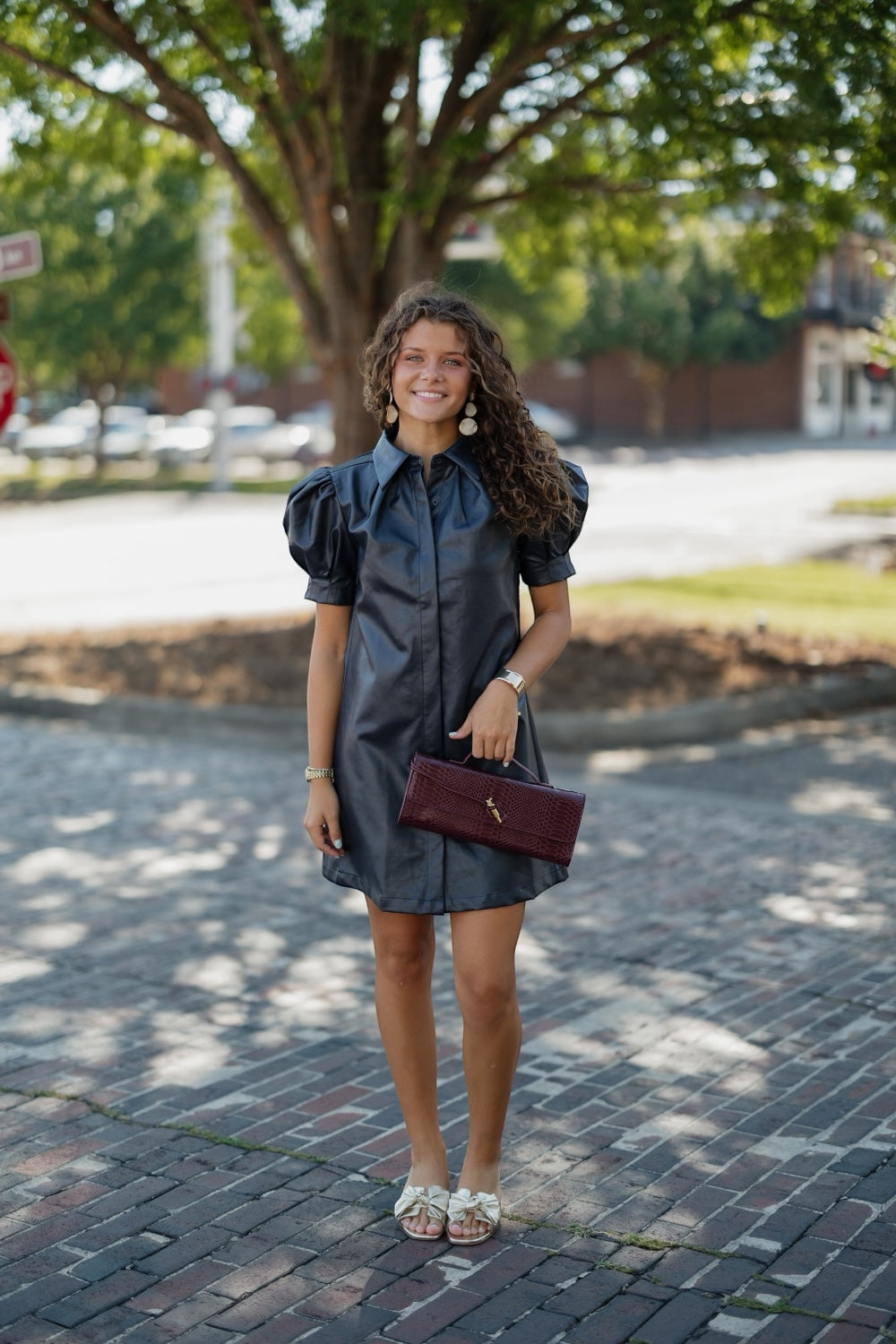 Lauren Navy Leather Mini Dress