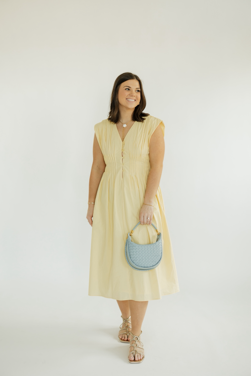 The Aleska Butter Yellow Midi Dress