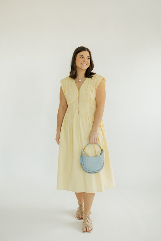 The Aleska Butter Yellow Midi Dress