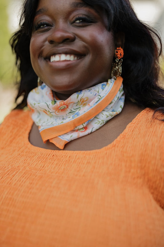 Floral Print Diamond Scarf