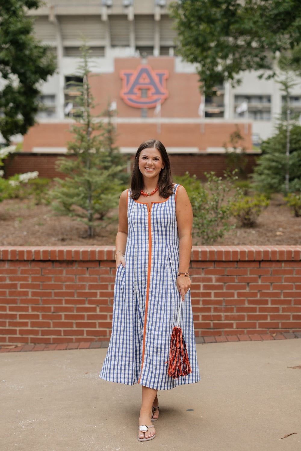Gina Navy Gingham Dress