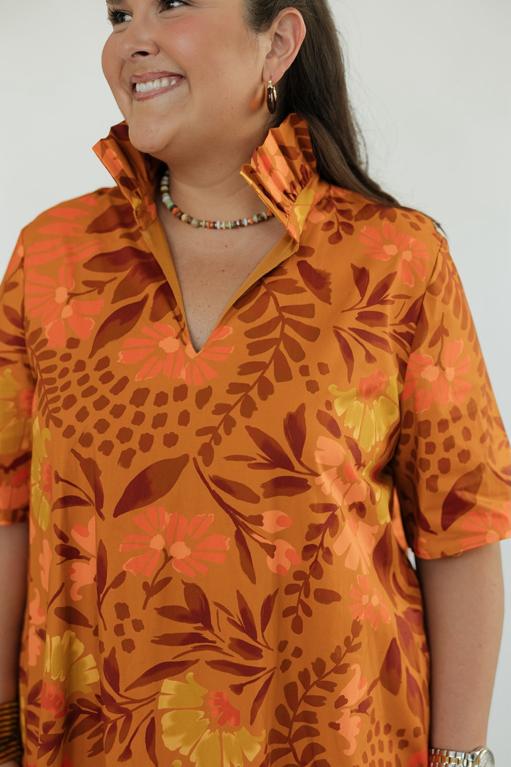 Audrey Sienna Meadows Ruffle Collar Midi Dress (S-3XL)