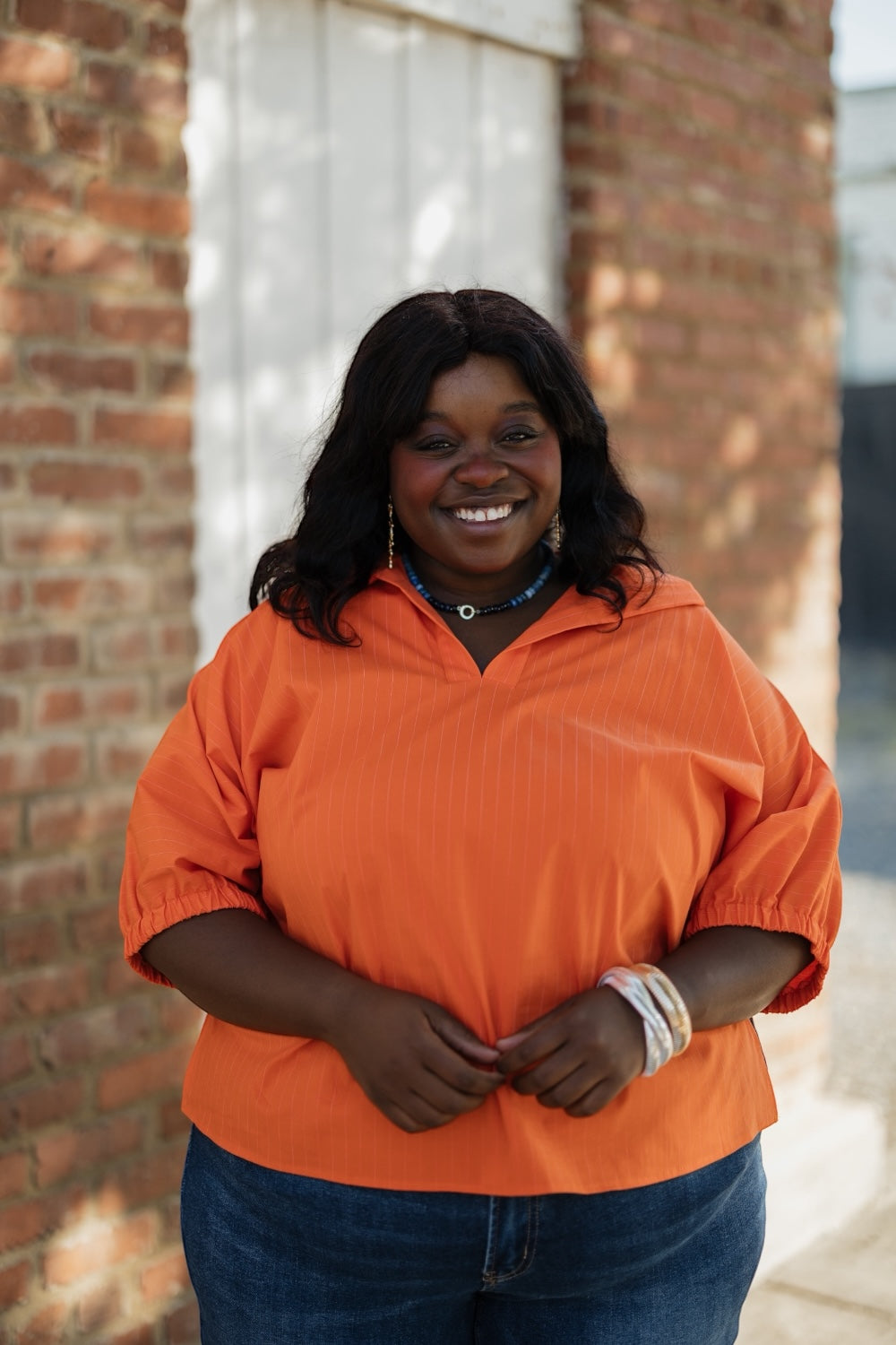 Sloan Orange Pinstripe Top (S-3XL)