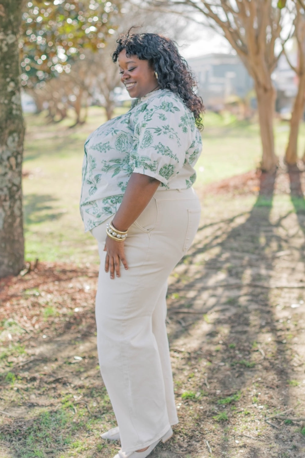 Bria Floral Blossom Smocked Neck Top (XS-3XL)