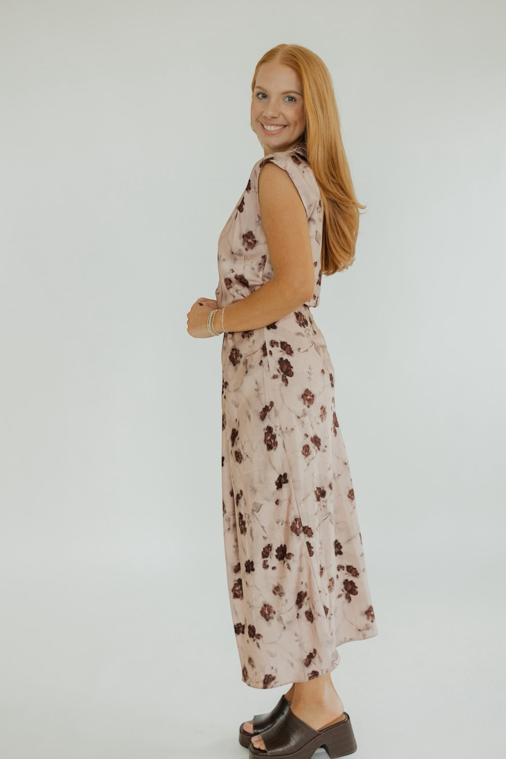 Rose Print Satin Skirt