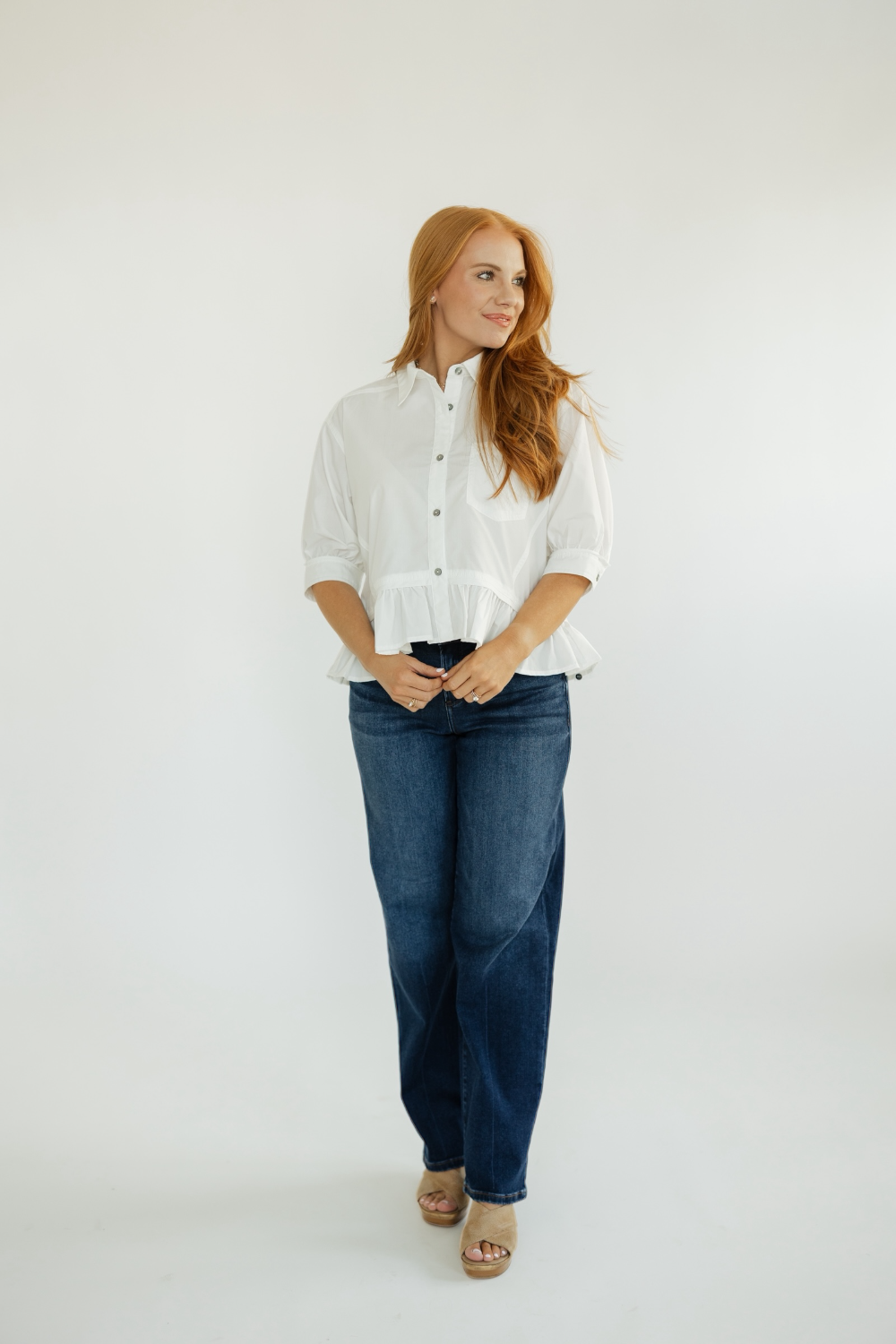 Lana Off White Ruffle Hem Top (S-2XL)