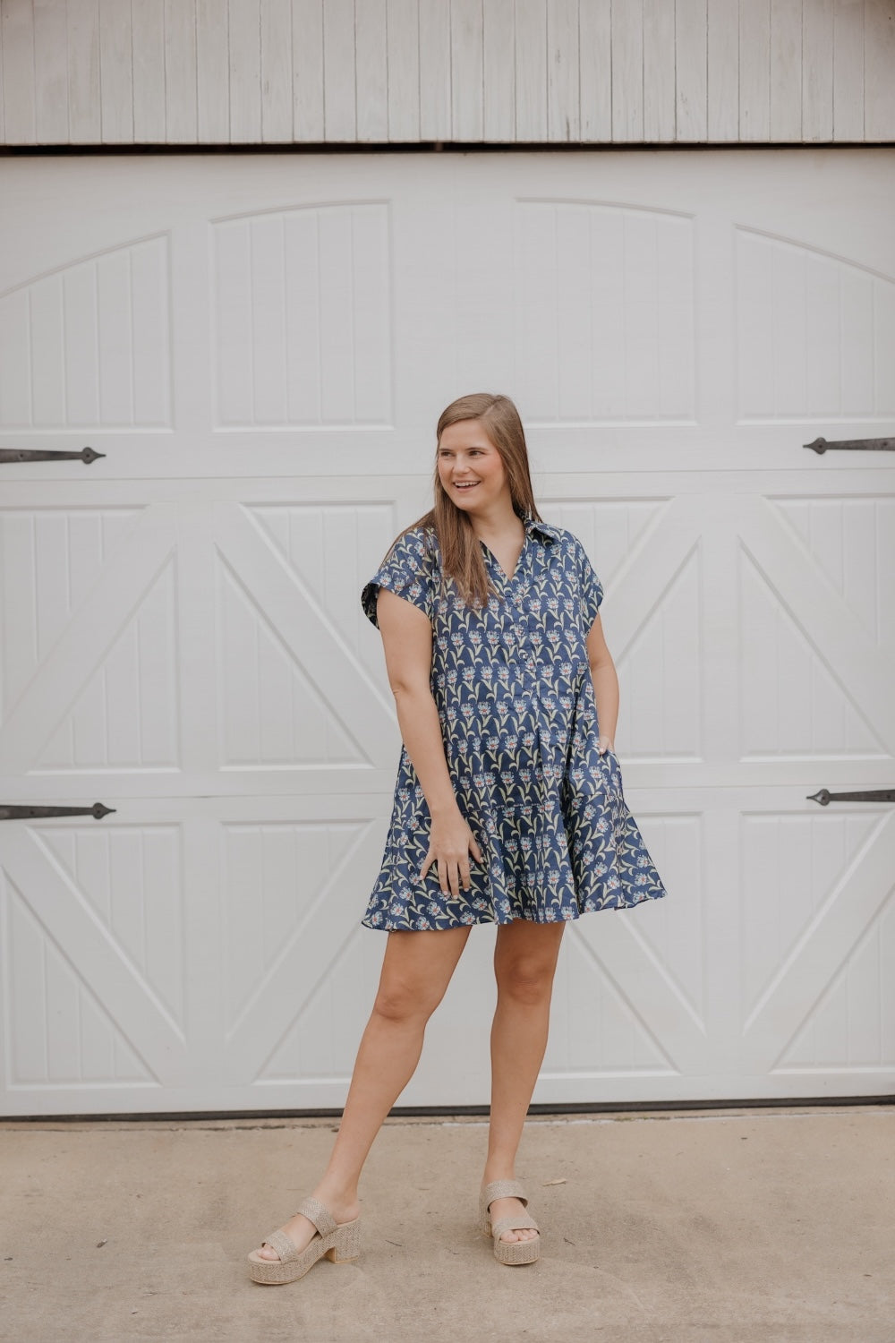 Sally Navy Floral Dress (S-2XL)