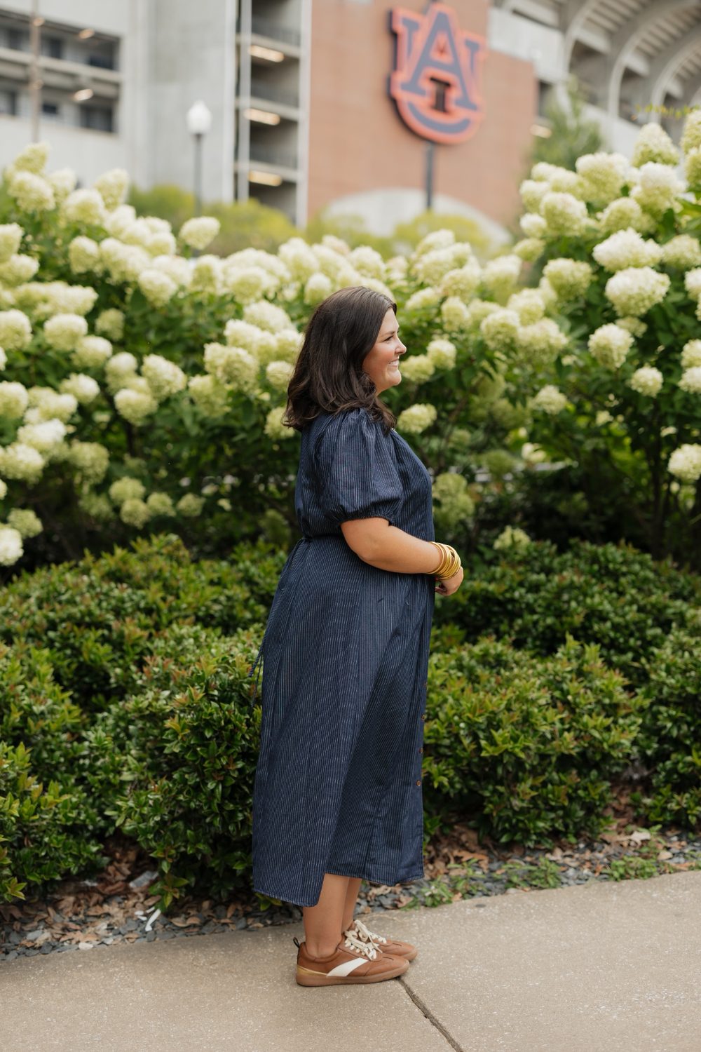 Clara Pinstripe Denim Button Up Dress