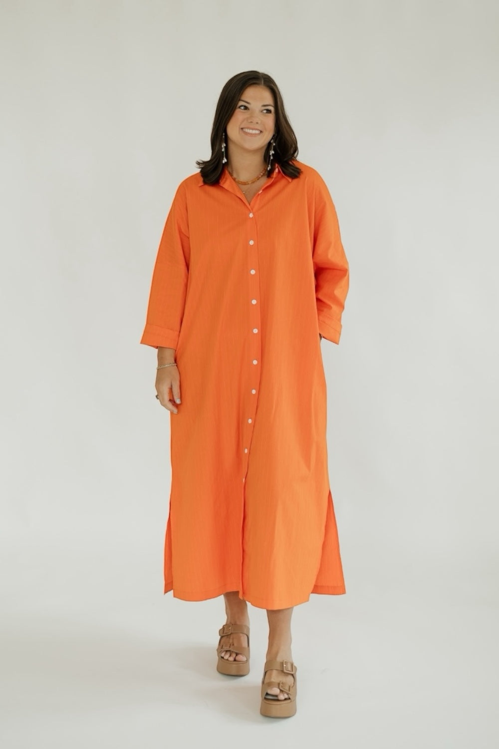 Regan Orange Pinstripe Maxi Dress (S-3XL)