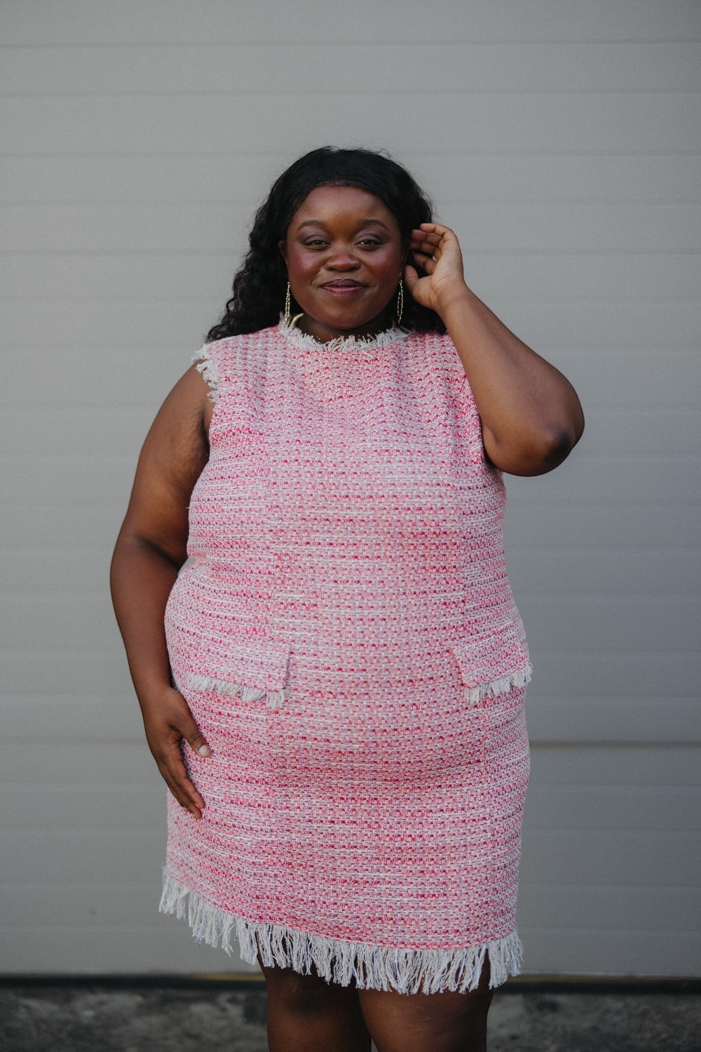 Tessa Tweed Frayed Hem Dress