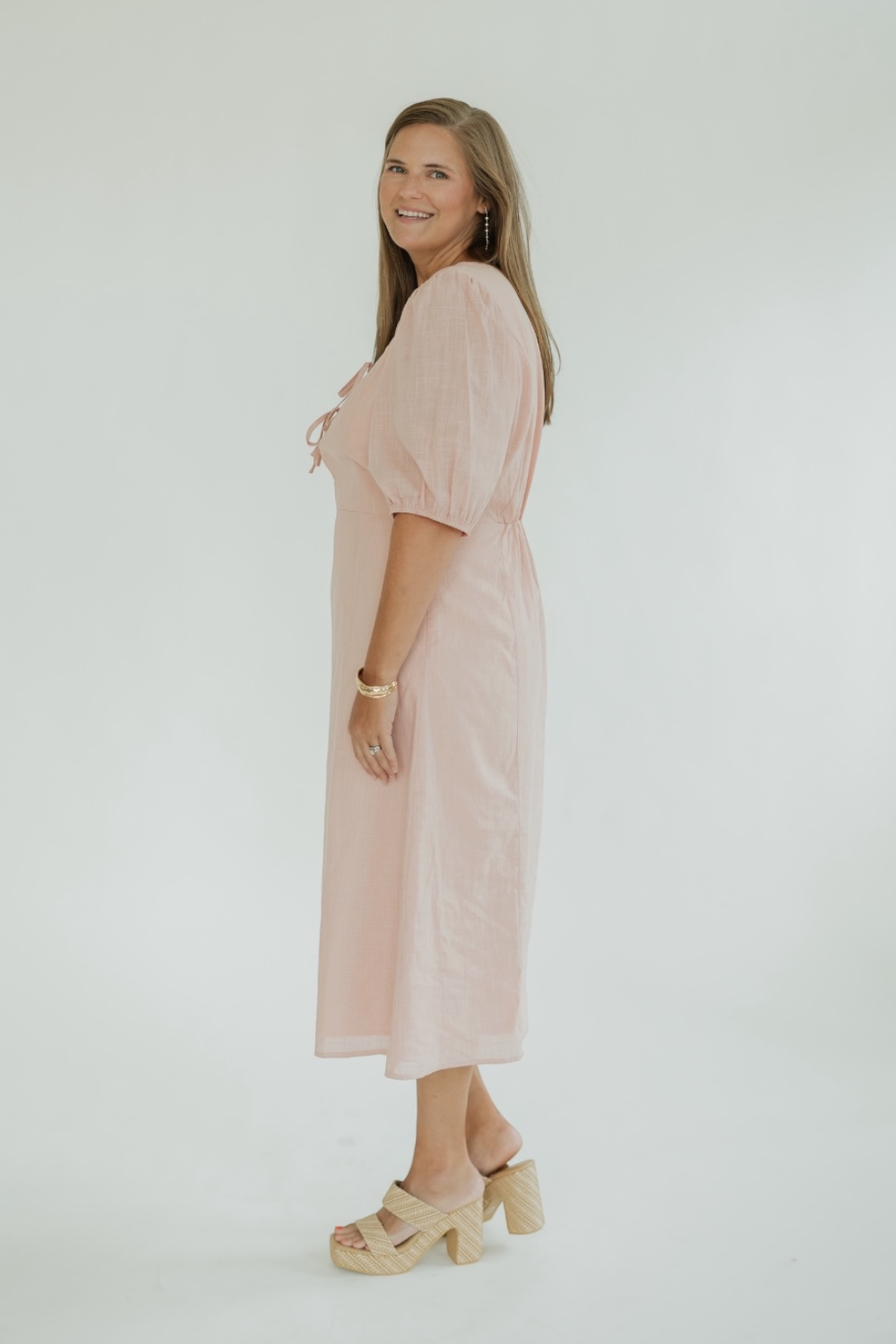 Bindi Blush Scallop Edge Midi Dress
