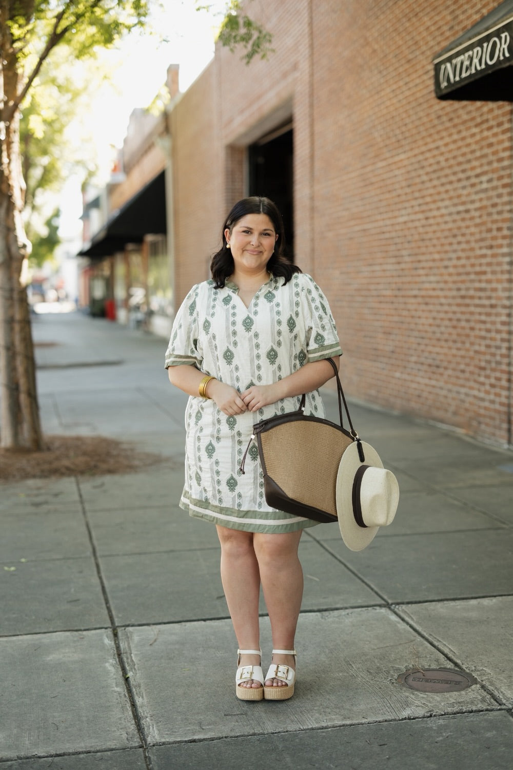 Dana Sage Embroidered Shift Dress