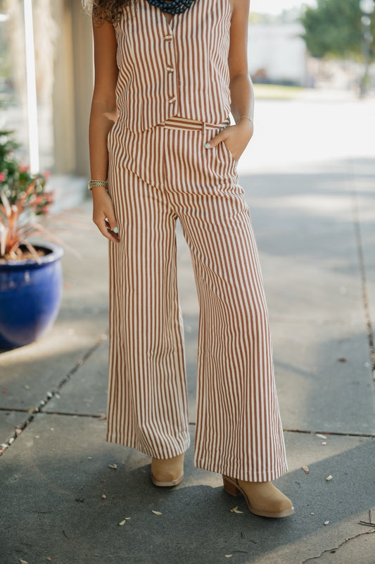 Stella Mocha Striped Wide Leg Pant