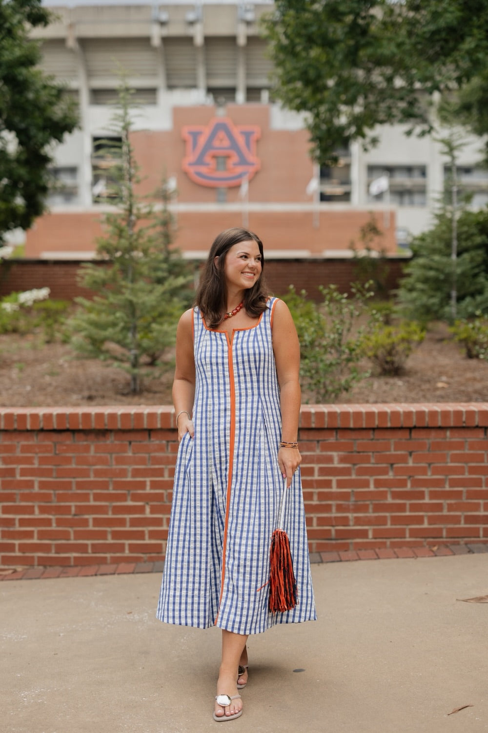 Gina Navy Gingham Dress