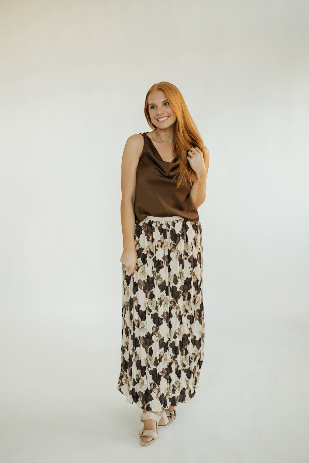 Farrah Floral Print Pleated Skirt