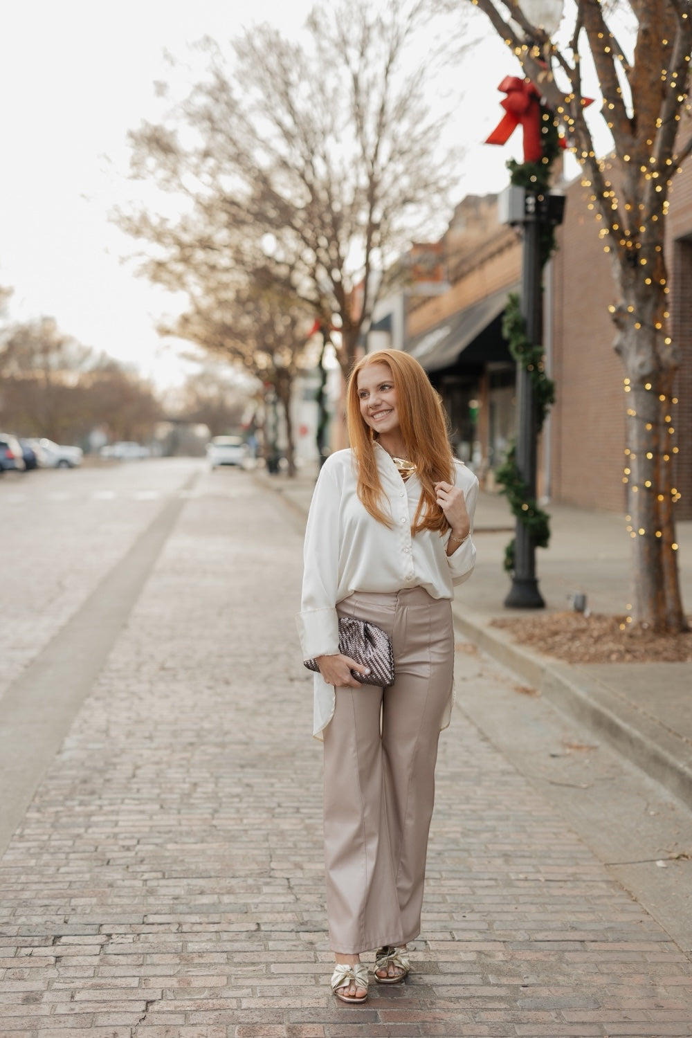 Marley Ivory Satin Button Down (S-3XL)
