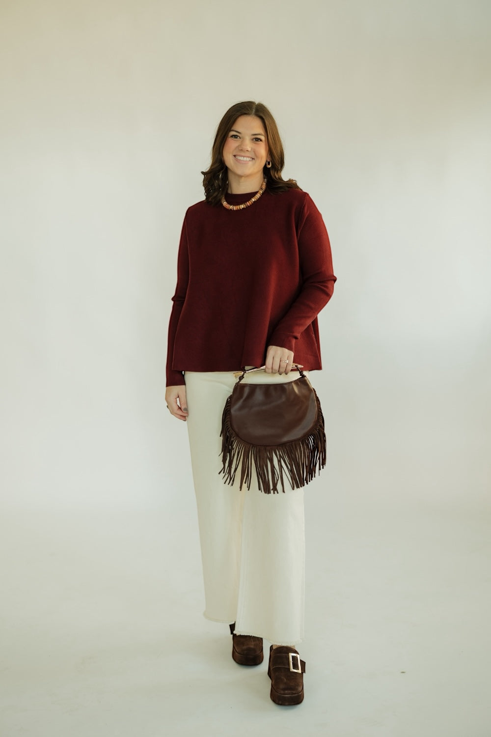 Maroon Flared Knit Sweater (S-XL)