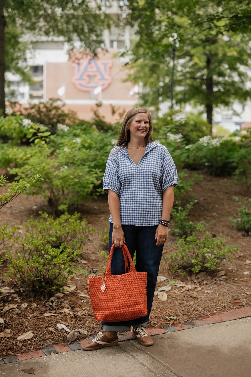 Sloan Navy Gingham Blouse (S-3XL)