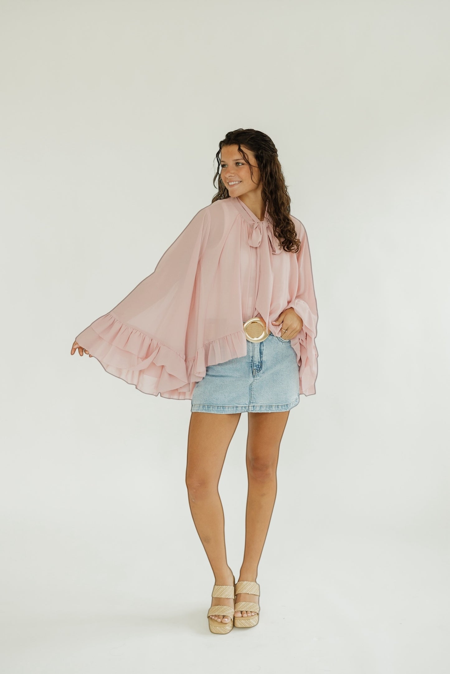 Blush Ruffled Chiffon Blouse (S-3XL)