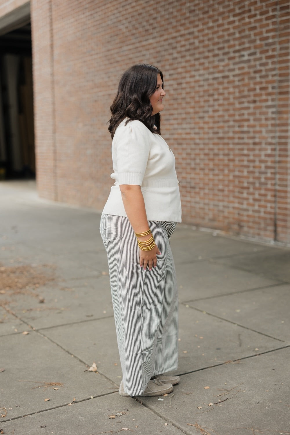 Ivory Ribbed Short Sleeve Sweater (XS-XL)